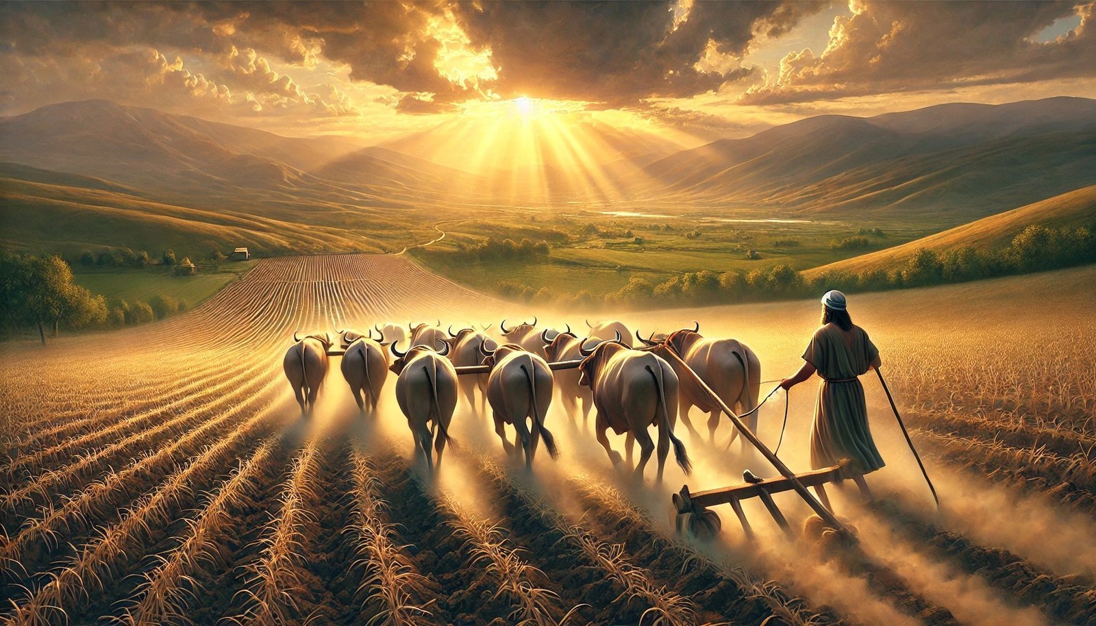 Elisha with 12 Oxen